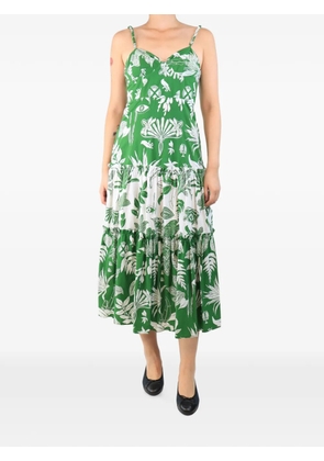 FARM Rio floral-print tiered midi dress - Green