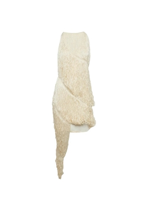 Loewe Pre-Owned fringe asymmetric mini dress - Neutrals