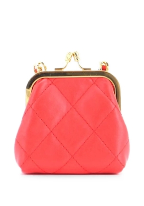 CHANEL Pre-Owned Kiss Lock Clutch With Chain Quilted Lambskin Mini crossbody bag - Red