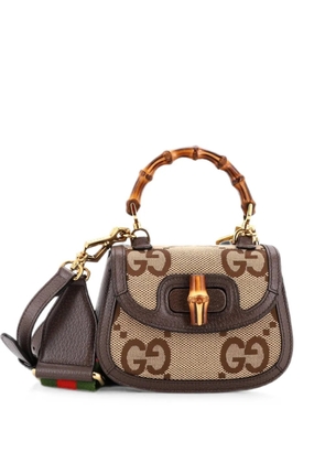 Gucci Pre-Owned Bamboo 1947 Top Handle Bag Jumbo GG Canvas Mini crossbody bag - Brown
