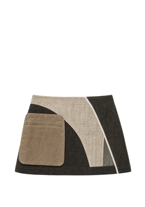 Ziggy Chen colour-block linen apron - Brown