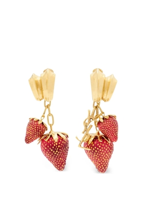 Saint Laurent Cassandre strawberry drop earrings - Gold