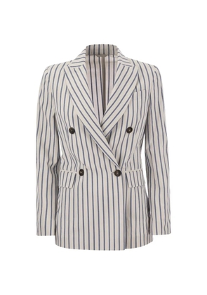 Brunello Cucinelli striped double-breasted jacket - Neutrals