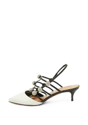 Aquazzura Disco crystal-embellished leather pumps - White