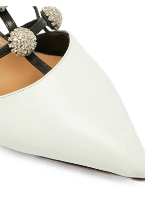 Aquazzura Disco crystal-embellished leather pumps - White