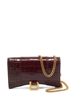 Balenciaga Pre-Owned Hourglass croc-embossed clutch bag - Red