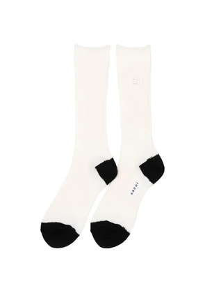 sacai logo-embroidered colour-block socks - Neutrals