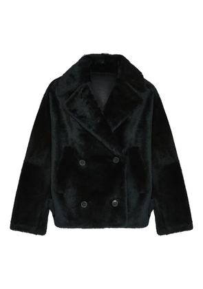 Yves Salomon shearling pea jacket - Black