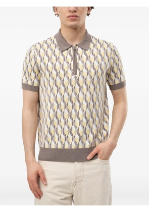 HUGO geometric-pattern quarter-zip polo - Neutrals