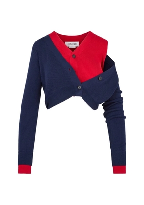 Monse layered-effect ribbed-knit cardigan - Blue