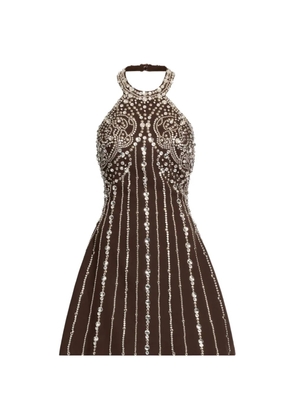Elie Saab stud-embellishments mini dress - Brown