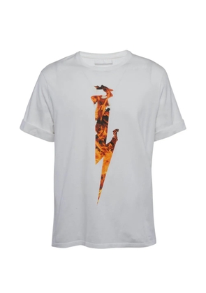 Neil Barrett Flame Thunderbolt rolled-sleeve T-shirt - White