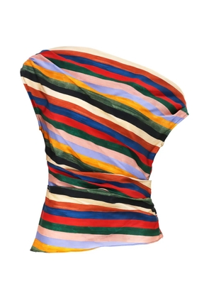 STAUD Phare striped silk top - Red