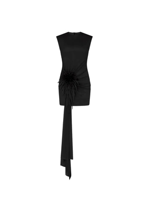 David Koma flower-embellished ruched dress - Black
