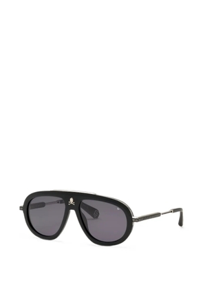 Philipp Plein skull-plaque pilot-frame sunglasses - Black