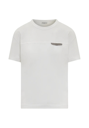Brunello Cucinelli Monili-embellished dropped-shoulder T-shirt - White