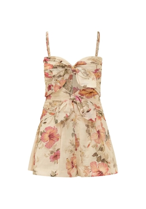 ZIMMERMANN floral-print tie-front playsuit - Neutrals