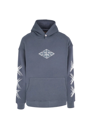 Exit Society XXX logo-detail graphic-print hoodie - Grey
