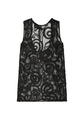 GANNI embroidered net dress - Black