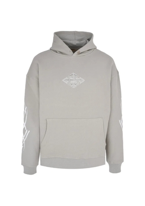 Exit Society Fractured X logo-detail graphic-print hoodie - Neutrals
