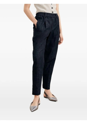 Brunello Cucinelli elastic-waistband tapered-leg trousers - Blue