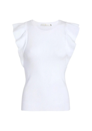 Marie Oliver Rory ruffled ribbed-knit top - White