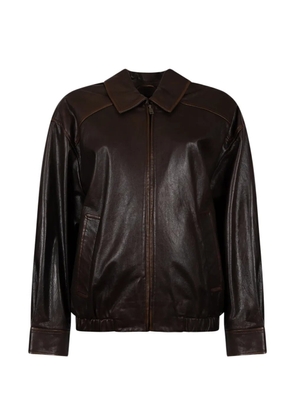 Weekend Max Mara zip-up leather jacket - Brown