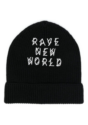 44 LABEL GROUP logo-print ribbed-knit beanie - Black