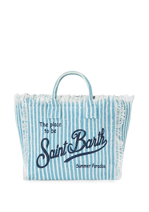 MC2 Saint Barth Colette striped frayed tote bag - Blue
