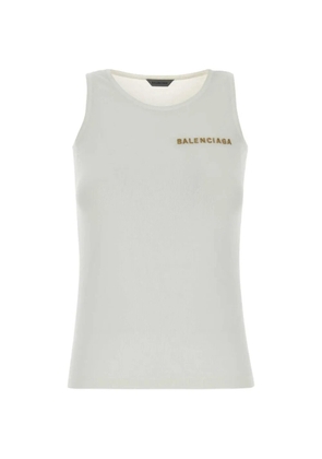 Balenciaga logo-embroidered tank top - White
