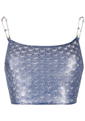 Missoni metallic crochet-knit crop top - Blue