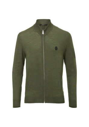 Billionaire Just logo-patch zip-up cardigan - Green
