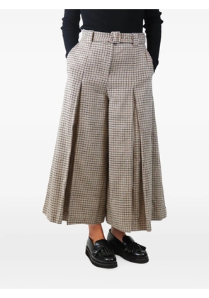 ZIMMERMANN houndstooth-pattern belted pleated wool cropped trousers - Neutrals