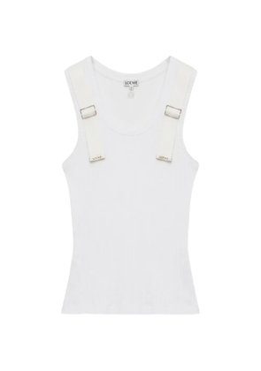 LOEWE buckle-detail ribbed-knit top - White