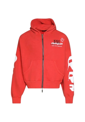 RIVINGTON ROI REBIS logo-print zip-up hoodie - Red