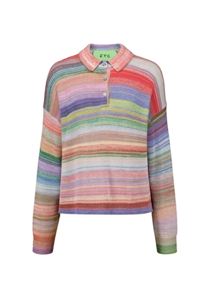 Ftc UpKnit striped-knit long-sleeves polo - Pink