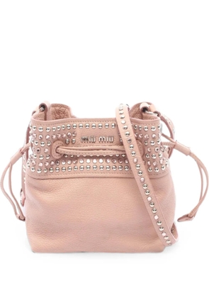 Miu Miu Pre-Owned 2010s Madras rhinestone-embellished bucket bag - Pink