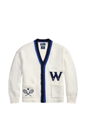 Polo Ralph Lauren x Wimbledon 2026 striped patch cotton cardigan - White