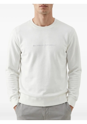 Brunello Cucinelli logo-embroidered crew-neck sweatshirt - White