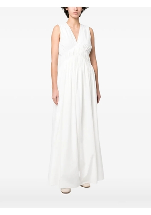 Brunello Cucinelli ruched sleeveless maxi dress - White
