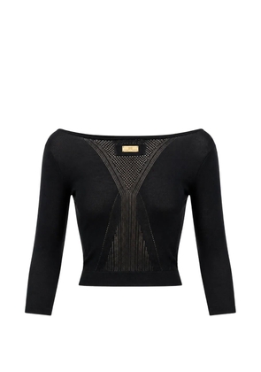 Elisabetta Franchi boat-neck cropped sweater - Black