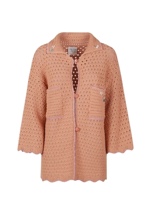 Forte Forte bead-embellished crochet-knit cardigan - Pink