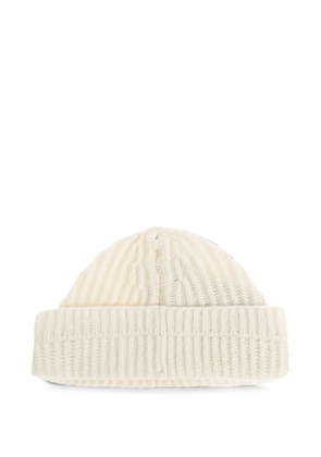 MM6 Maison Margiela ribbed-knit logo-patch beanie hat - Neutrals