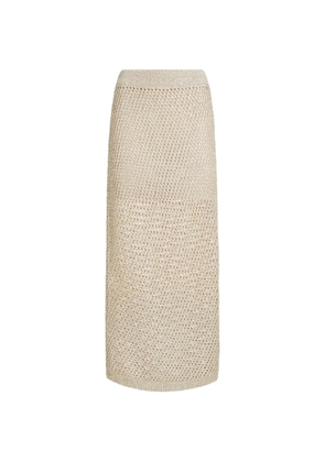 Brunello Cucinelli dazzling texture net knit skirt in hemp - Neutrals