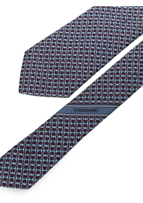 Ferragamo Gancini-pattern silk tie - Blue