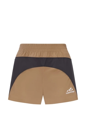 Balenciaga logo-print panelled running shorts - Brown