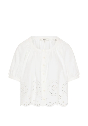 FRAME Eyelet Billow scalloped-hem blouse - White