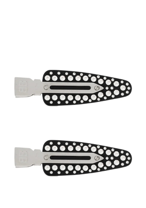 Balenciaga Salon BB crystal-embellished hair clips - Black