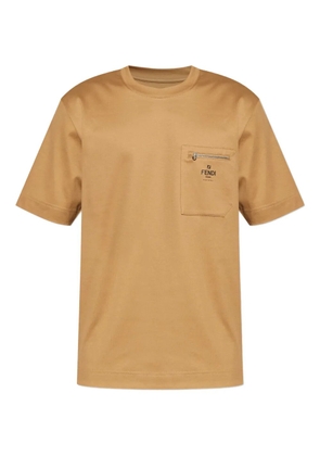 FENDI zip-pocket T-shirt - Brown
