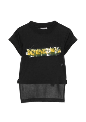Balenciaga Messy Spray logo-print side-slit T-shirt - Black